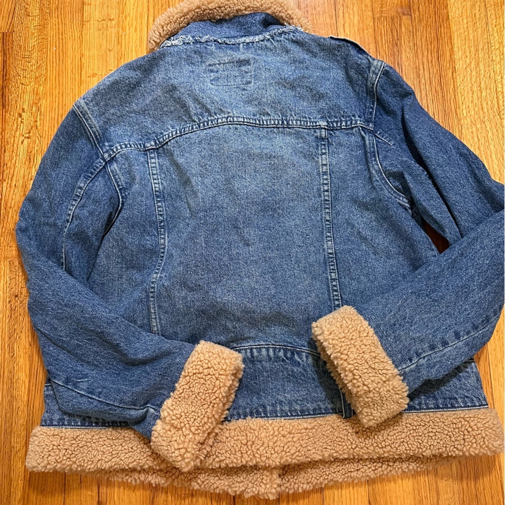 WE THE FREE by FREE PEOPLE Rylee Cozy Denim Moto Jacket size M - Picture 9 of 16